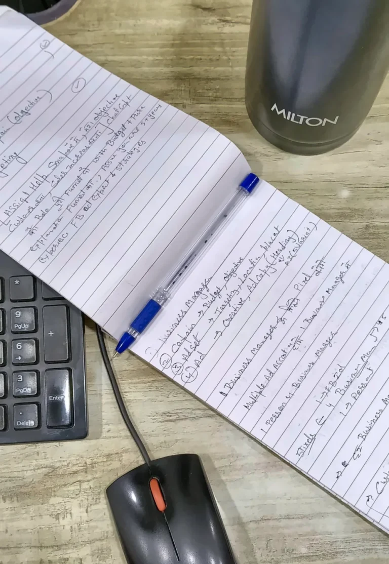 Class notes from a Facebook Ads session at Infonic Training, Jaipur