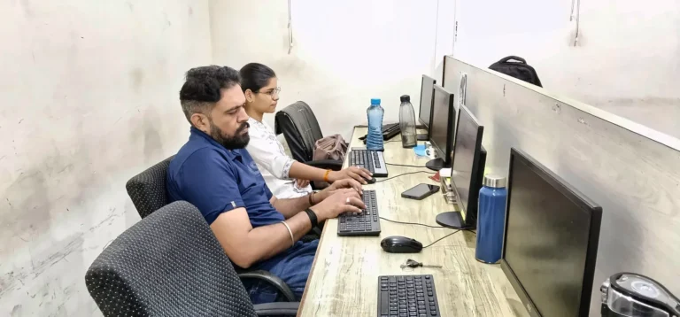 Students practising at the computer lab of Infonic Training, Ajmer Road, Jaipur