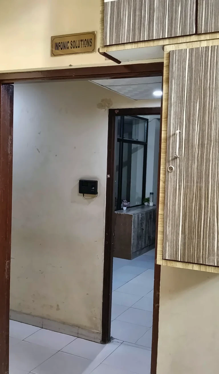 Entrance of the Infonic office at Krishna Tower, Heera Nagar Mode, Jaipur