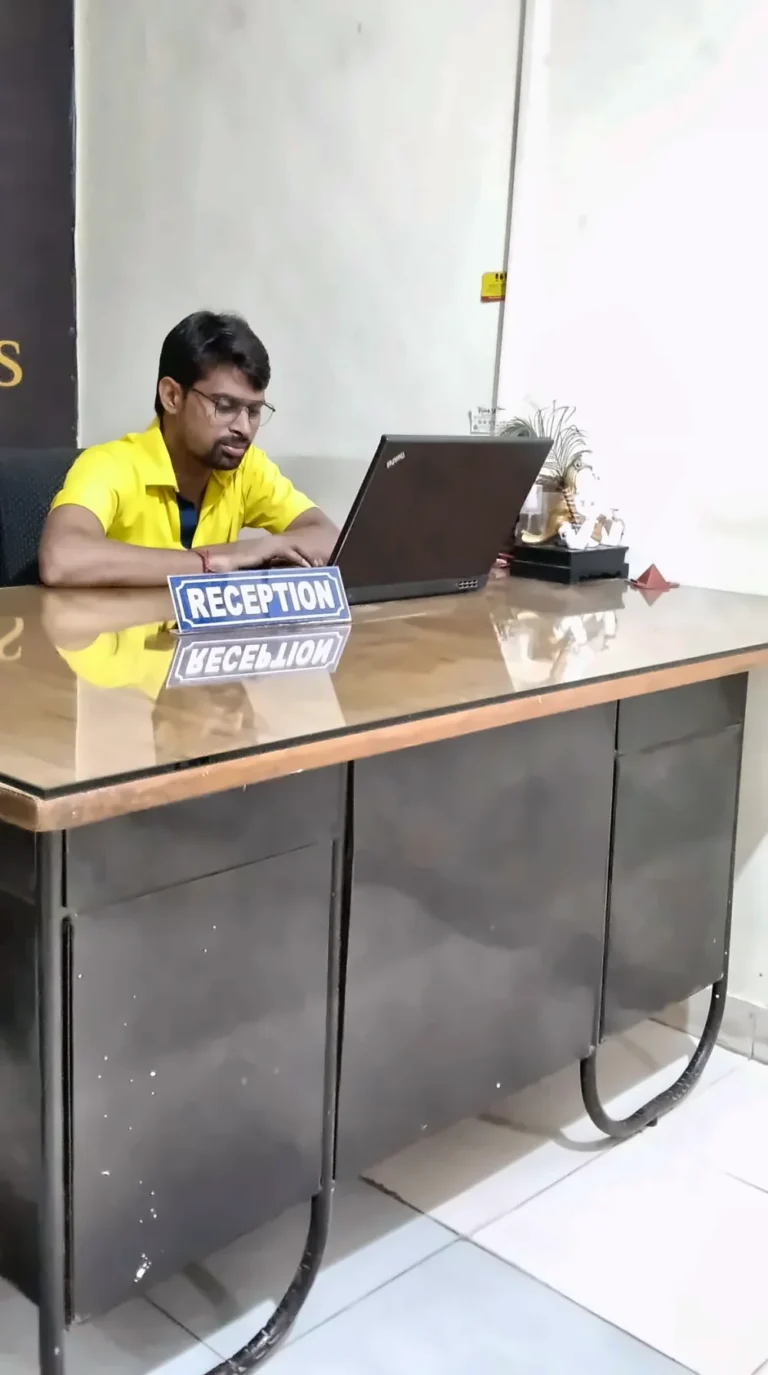 Reception desk at the Infonic Training centre, Ajmer Road, Jaipur